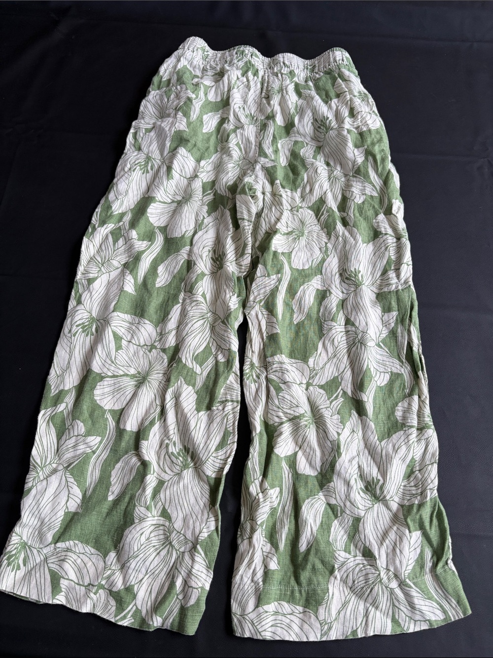 Tahari 100% Linen Floral Wide Leg Crop Pants M - Picture 4 of 8